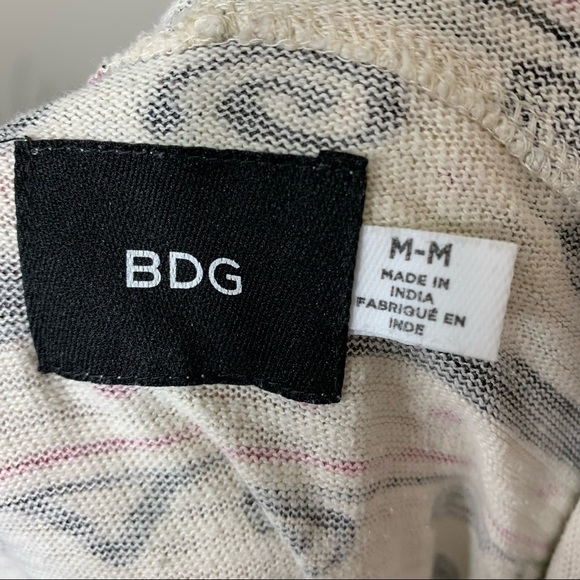 URBAN outfitters BDG cream tribal print knit jersey zippered hoodie sweater M - Picture 7 of 8